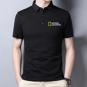 National Geographic muži polo tričko nové letné pol-rukávy jednofarebné oblečenie Business Sociálne vysokej kvality camiseta masculina