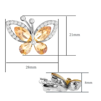 XiChuan Butterfly-tvarované Tlačidlo Crystal Kombinácii Kovová Základňa Kamienkami Štýlový Krištáľové Sklo Pointback Pre Šiť Oblečenie, Obuv