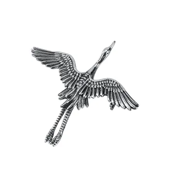 Skutočné S925 Mincový Striebro Osobnosti Ročník jasnej oblohe lietajúce žeriav brošňa žena národnej príliv klasická etnických golier pin