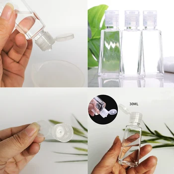 10pcs 30ml Sanitizer Fľaše Trapézové Prázdne Hand Sanitizer Fľaše Naplniteľné Plastový obal Priehľadný Gél Fľašu