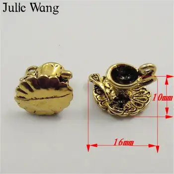 Julie Wang 5-40PCS Šálku Kávy Charms Starožitné Zlata Zliatiny Vintage Teacup Náhrdelník Náramok Šperky, Takže Príslušenstvo Ručné Remeslo