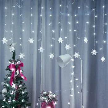 Vlkovcový LED Svetlá Hviezd Mesiac Ulici Garland Opony Svetlo Víla, Svadobné, Vianočné Dekorácie 2021 Nový Rok 2022 String Svetlá