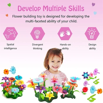 Kvetinové Záhrady, Stavebné Hračky - Vybudovať Kytice Kvetinový Aranžmán Playset pre Batoľatá a Deti Vek 3, 4, 5, 6 ročných Dievčat Pred