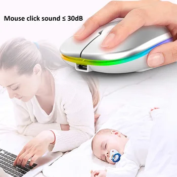 Bezdrôtová Myš RGB Bluetooth Počítačovej Myši Tichý Nabíjateľná Ergonomické Mause S LED Podsvietený USB Optická Myš Pre Notebook PC