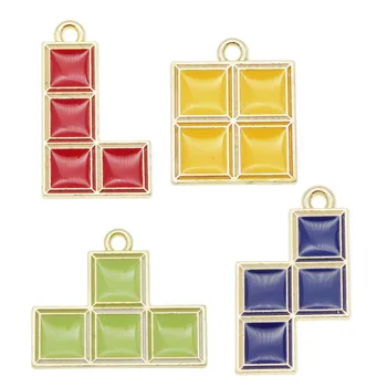4pcs Mix Zliatiny Tetris hra charms Smalt Zliatiny Charms DIY náušnice, náhrdelník pre Ručné Keychain náramok accessoriy Vtipný Darček