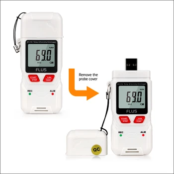 FLUS HumidityTemperature dátová pamäť Teplomer Prenosné Digitálne Non-kontakt Mini Vlhkomer LED Vysoká/Nízka teplota indikátor