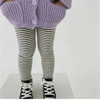Jeseň 2021 Dieťa Prúžok Dot Koberčeky Všestranný Nosiť Legíny Elastické Nohavice
