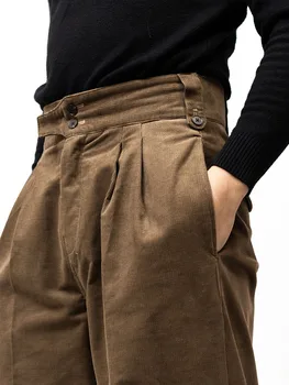Zimné gurkha retro menčester bežné nohavice voľné širokú nohu nohavice 1940 Britské vojenské nohavice rovné nohavice