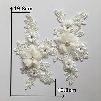 Čierna a biela 3D troch-dimenzionální kvetinová výzdoba pearl drahokamu výšivky DIY oblečenie remeselníkov príslušenstvo