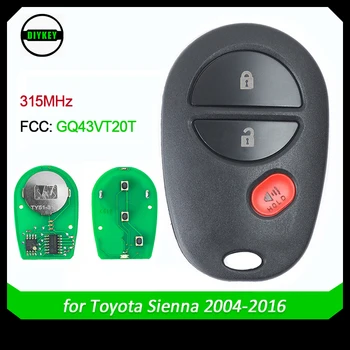 DIYKEY Keyless Vstup Vzdialenej Auto Kľúč S 3 Tlačidlo FOB pre Toyota Tundra 2007 2008 2009 2010 2011 2012 FCC: GQ43VT20T