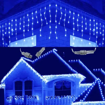 3.5 m-35m Vianočné Girlandy LED Záves Cencúľ String Svetlo 220V Časti spotreba 0,3-0,5 m Mall Odkvapov Záhrada Fáze Vonkajšie Dekoratívne Osvetlenie