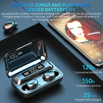 Bezdrôtové Slúchadlá F9-5 TWS Bluetooth Slúchadlá 9D Stereo Športové Vodotesné Slúchadlá Slúchadlá S Mikrofónom Veľkoobchod