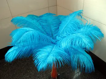 Vysoko kvalitné svadobné 10 KS Jazero modrá pštrosie perie 45-50 cm/18-20inches