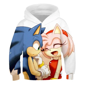 Detské Sonic Cartoon sveter na jar a na jeseň nové detské oblečenie chlapec bežné cartoon dlhým rukávom Sonic Hoodies chlapec