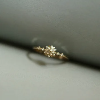 Snoweflake Prstene pre Ženy Jednoduchý Štýl Krúžok Dievča Crystal Zirkón Snow Flake Zásnubné Prstene, Šperky Veľkosť 5 - 11