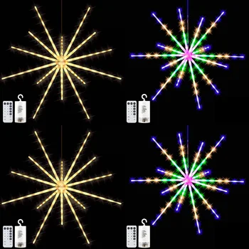 LED Meteor Ohňostroj Svetla Dekorácie Vianočné Diaľkové Ohňostroj Svetla Svadobné Party String Svetlá Medený Drôt Svetlo Závesné Lampy