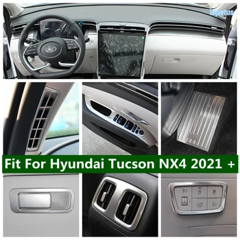 Stupačky Pedál / Stredná Kontrolu prístrojového Panela Dekorácie Kryt Výbava Pre Hyundai Tucson NX4 2021 2022 Striebro Častí Interiéru