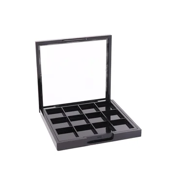 Black 12 Mriežky Prázdne Eyeshadow Jedlo Makeup Paleta s jasnými Top Korektor Rúž Loose Powder Blush Úložný Box
