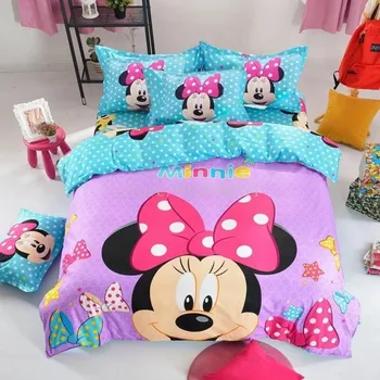 Disney Fialová Minnie Mouse posteľná bielizeň Nastaviť Perinu obliečok Twin Jeden pre Deti, Darčeky pre Výzdoba Domov