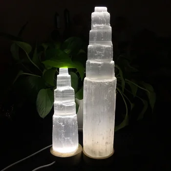 6-20 cm Prírodného Selenite Veža Marocký Lampa Kremeň Rudy Reiki Liečenie Drsné Minerálne Vzor Domova Zbierať