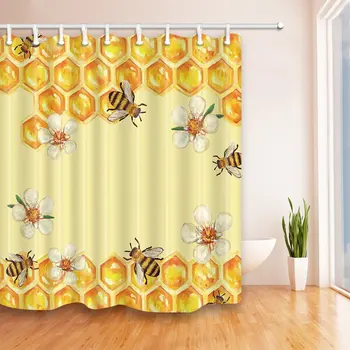 Včela v Kvetinu sa Med Sprchový Záves Nepremokavé Polyesterové Tkaniny Kúpeľňa Fantastické Dekorácie Vaňa Záclony Háčiky Zahrnuté