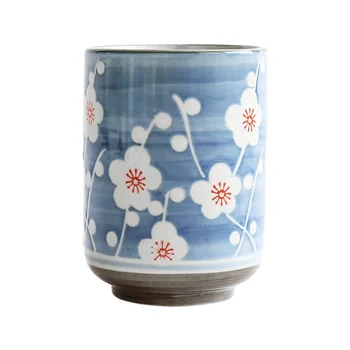 Japonský štýl Ručne maľované Modré a Biele Porcelánové Šálku Čaju Bez Rukoväte Domov Tvorivé Rovno Pohár Keramická Šálka