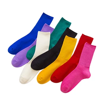 3 Páry Japonský Kórea štýl Dievčatá Ponožky Voľné Farbou Dvojitej Ihly, Pletacie Bavlna Dlhé Ponožky Ženy roztomilý teplé pančuchy