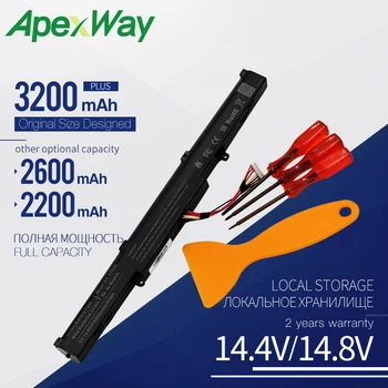 Apexway A41-X550E Notebook Batéria pre Asus X450 X450E X450J X450JF A450 A450C A450V A450E A450J A450JF F450 F450C X750JA X751L