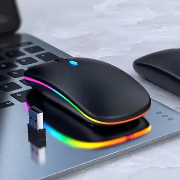 Najnovšie Dobíjacia Bezdrôtová Myš Počítača, Myš Ergonomický Usb Myš Tichý Mause S Podsvietenie RGB Myši Na Notebook PC ipad