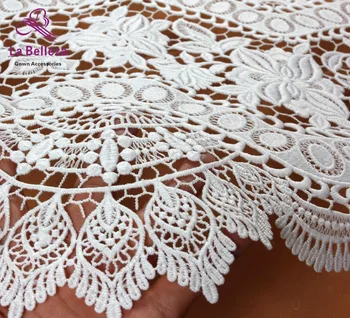Nové mimo bielej vody, rozpustné duté vyšívaný tyl / net weddingdress čipky textílie DIY šitie príslušenstvo čipky textílie