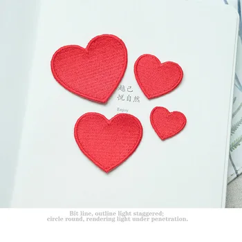 10PCS/veľa Červenej Láska Srdce Výšivky Patch Pre Roztomilý Oblečenie Motív Žehlička Na Škvrny DIY Odznak Odev Dekorácie