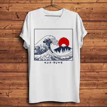 Vintage veľká Vlna mimo Kanagawa Fuji zábavné ukiyoe tričko Mužov lete nová Biela Bežné krátke rukáv Tričko Unisex streetwear čaj
