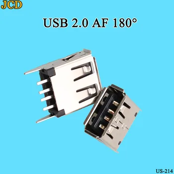 JCD 10PCS/veľa USB 2.0 konektor (Typ USB Konektor Samica Zásuvky Rovné Nohy 180 stupňov DIP black(H=o 13,7 mm)