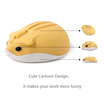 Roztomilý Kreslený Škrečkov Dizajn Bezdrôtová Ergonomická Myš Mini 3D Optická USB Počítačová Mause Žltá, Ružová, Modrá Malé Ruky Pre Deti