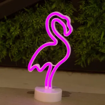 USB/Napájaný z Batérií LED Neon Flamingo Nočné Svetlo s Base Flamingo stolná Lampa Pre Domáce Xmas Party, Svadobné Dekorácie, Darčeky