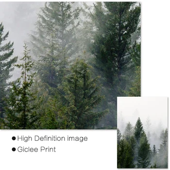 Moderné Forest sa Vytlačí na Stenu Umelecké Plátno na Maľovanie Strom Hmla, Hmla, Sneženie Lesa Škandinávske Krajiny obrazov na Stenu pre Obývacia Izba