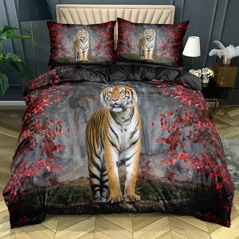 Zviera Obliečky Kryt Nastaví Dizajn 3D Tiger Posteľná Bielizeň a Vankúše 180*200 cm Full Double Twin Kráľ, Kráľovná Veľkosť Black Beddings