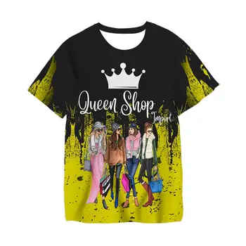 Fashion Queen Koruny Vytlačené Oblečenie kórejský Štýl Street Pár Nosenie Dospievajúce Dievčatá T-shirt Harajuku T-shirt Mládež Žena Topy Tees