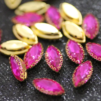 7x15mm 10pc mix farieb Navette šiť na drahokamu s kvetinou pazúr crystal kamienkami kameň flatback gold base pre oblečenie, dekorácie
