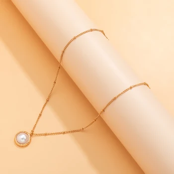 Jednoduchý Prívesok Perla Náhrdelník pre Ženy Trendy Zlatá Farba Reťazca Náhrdelník s Príveskom 2022 Módne Šperky pre Krku Dámy Dary