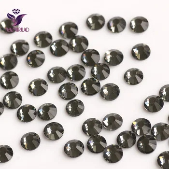YANRUO 2058HF Black Diamond Crystal Sivá Kamienkami Kamene rýchlu Opravu Dekoratívne Oblečenie Prenos Tepla Vyšívanie Sklo