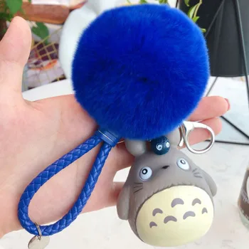 2019 Roztomilé Anime Králik Kožušiny Pom Pom Totoro Keychain Kožušiny Loptu Strapce Krúžok Na Auto Taška Prívesok Kľúčenky Darček Trinket Porte Clef