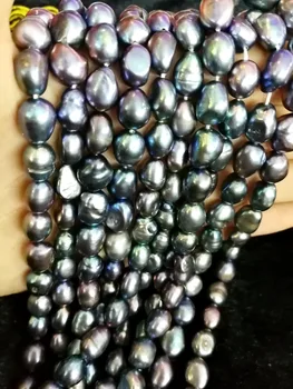 Ženy Šperky 8-10 mm čiernej farby barokový 30