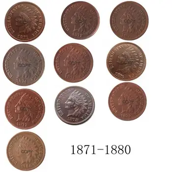 Indian head 1871-1880 Rokov k Dispozícii Centov Medi Kópie Mincí