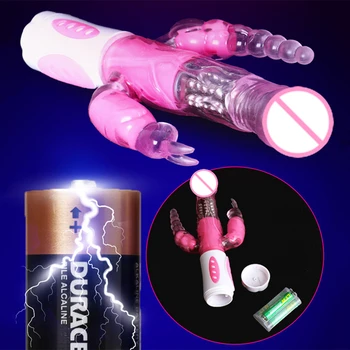 Bunny Triple Radosť Vibrátor G-Spot Klitoris Análny Stimulátor Plug Otáčania Dildo Tri body masáž dizajn sexuálne hračky pre ženy