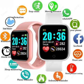 Y68 Smart Hodinky Mužov D20 Fitness Sledovanie Krvného Tlaku Smartwatch Srdcového tepu Bluetooth Náramkové hodinky pre IOS a Android