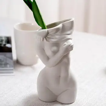 Váza Ženské Telo Umenie Kvetinové Vázy Ľudské Telo Keramiky Domova Biele Malé Ústa Dizajn Interpreta Obývacia Izba Kvet Usporiadanie