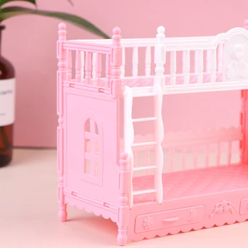Simulácie Európskej Nábytok Princezná Manželská Posteľ S Schody Hračky Pre BJD Bábika Deti Hrať Dom Pre Bábiky Barbie Accessor