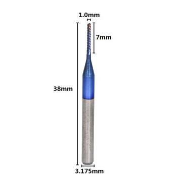 10 ks 0,1 mm PCB Frézovanie Bit Ramienka 3.175 milmetros PCB Fresa Nano Azul Revestido Karbidu Konci Mlyny