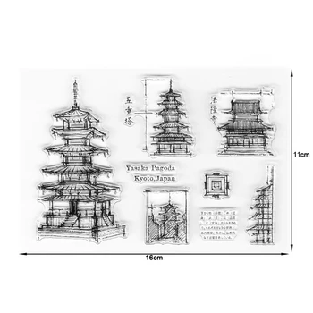 Čínska Veža Jasné Známky Ázijské Budovy Pozadia Prvku Pečiatky Karty Uskutočňovanie Dodávok